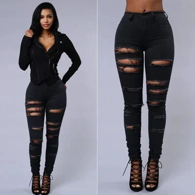 Women's Skinny Jeans Women's jeans Pants Tight Fitting Hole Punching Fashionable Thin Leggings Casual Female Clothing