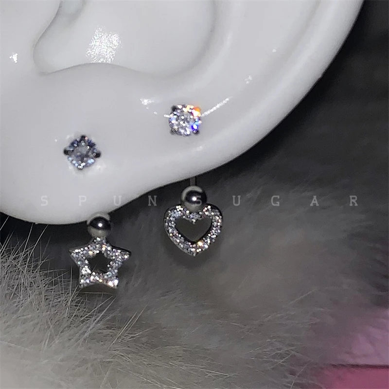 U-shaped Rhinestone 316L Stainless Steel Ring Ear Bone Nail for Women Love Hreat Butterfly Earrings Y2K Hottie Jewelry