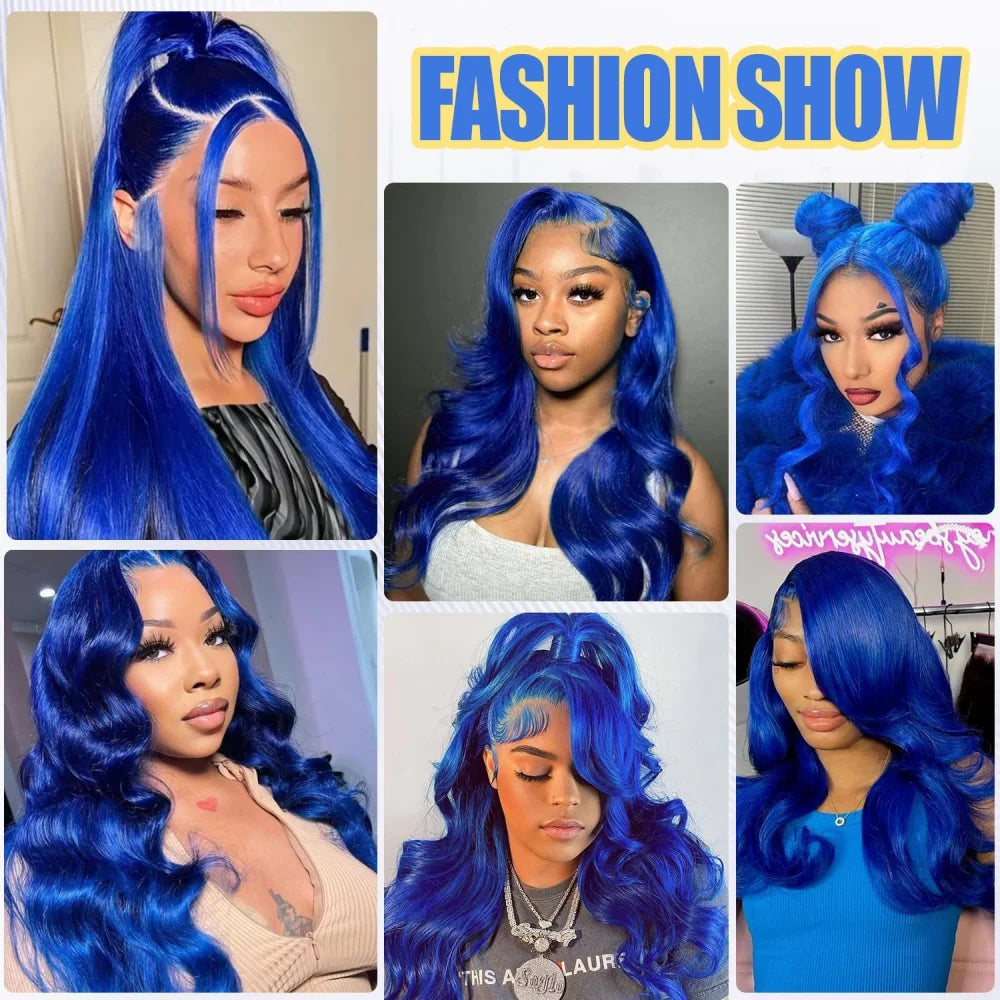 Dark Blue HD 13x4 Lace Front Wigs Human Hair Pre Plucked Glueless Navy Blue Colored 26 Inch Body Wave 13x6 Hd Lace Frontal Wig