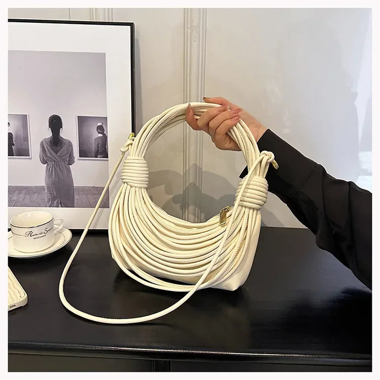 2025 Trendy! Women's Multicolored Woven Knot Handbag - Stylish Crossbody/Top Handle Bag | High-End Texture for Streetwear