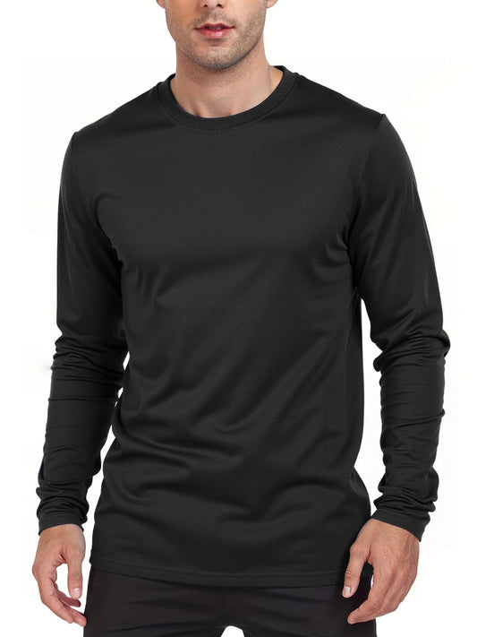 Spring Autumn Men‘s T-shirts Long Sleeve Casual Tops Solid Color High Quality Black T-Shirt Classic Men Clothing