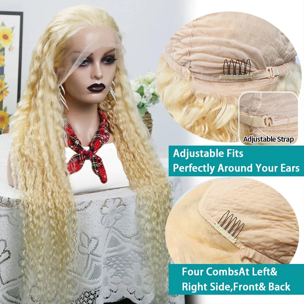 40 Inch Honey Blonde 613 HD Lace Frontal Wig 13x6 Curly Wigs Preplucked Loose Deep Wave Wigs Human Hair 13x4 Lace Frontal Wig