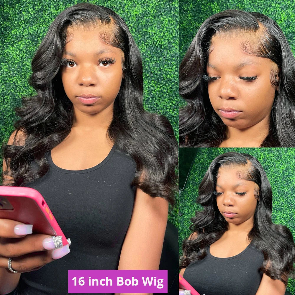 Body Wave Bob Wig 13x6 Transparent Hd Lace Frontal Wig Brazilian Virgin Remy Water Wave 13x4 Glueless Human Hair Wig 250 Density