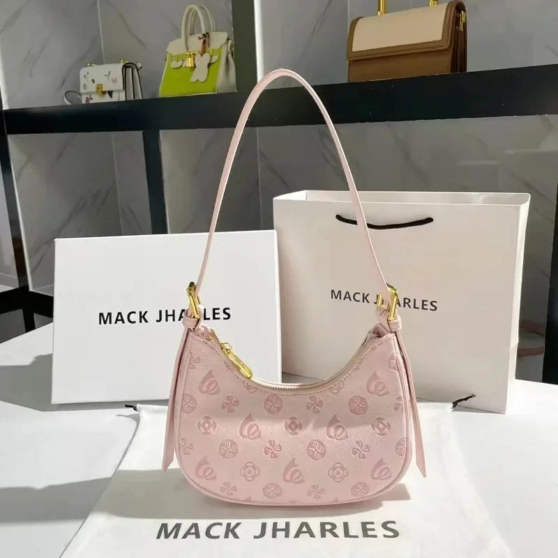 Trendy Pink Underarm Bag 2025 - Summer Women's Shoulder Bag, Cute Lawson Commuter Purse with Top Handle