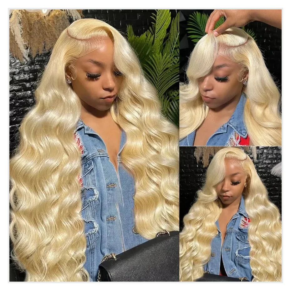 Cyan Blue Body Wave Human Hair Wigs Vietnamese Raw Hair 13x6 HD Lace Frontal Wig Blonde 613 Lace Front Human Hair Wigs For Women
