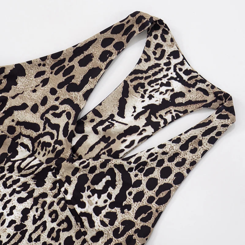 Weird Puss Leopard Print Jumpsuit Women Coquette Summer Trend Midnight Club Activity Sleeveless Fitness Stretch Workout Overalls