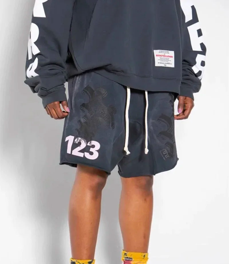 Men Woman Black Green Purple Red RRR123 Shorts Joggers Streetwear Drawstring Good Quality Vintage Graffiti Casual Couple
