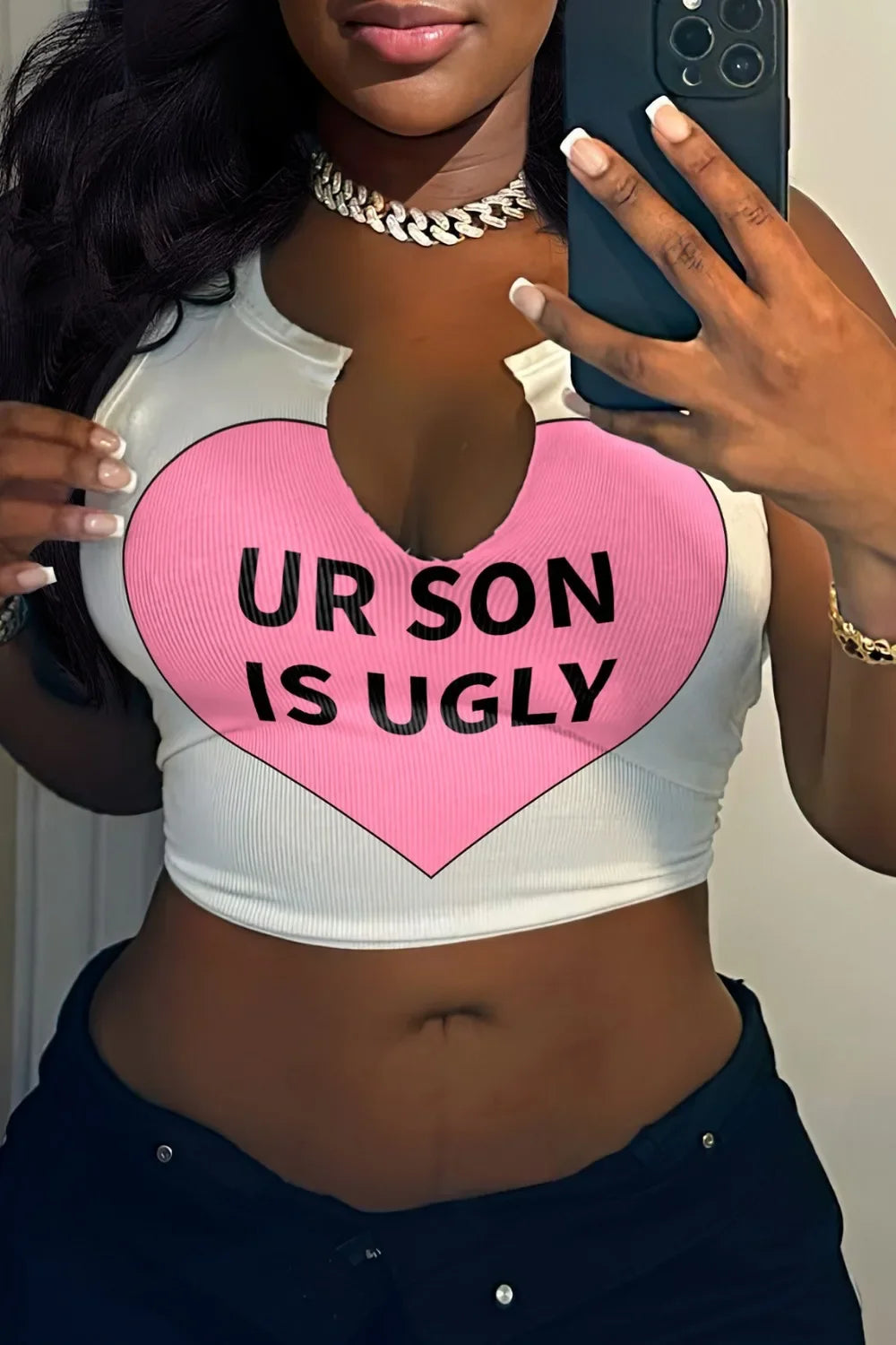HLJ&GG 2024 INS Fashion Y2k T Shirts Letter Print Crop Tops Girls Streetwear Short Sleeve Slim-fit V-neck Tees T Shirt White New