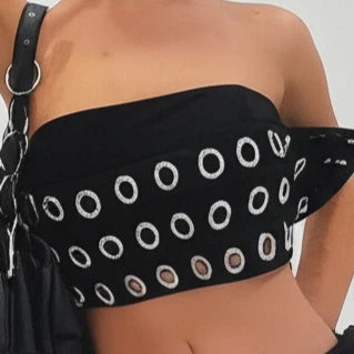 FAGADOER Y2K Sexy Hollow Out Patchwork 2 Pieces Set for Woman Sleeveless Backless Crop Top and Shorts Outfits Female Streetwear
