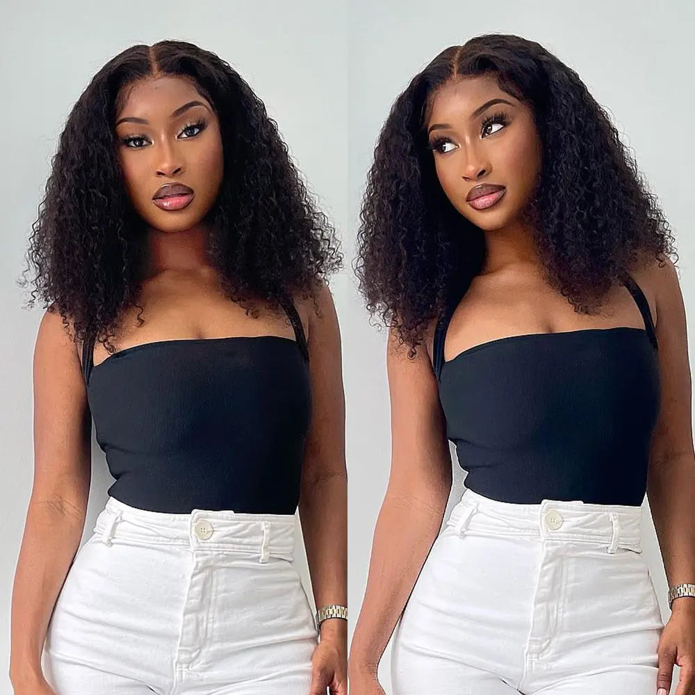 No Glue Deep Wave Lace Frontal Wigs For Women 13x4 7x5 Glueless Bob Wig Curly Human Hair Wigs 250 Density Ready to Wear