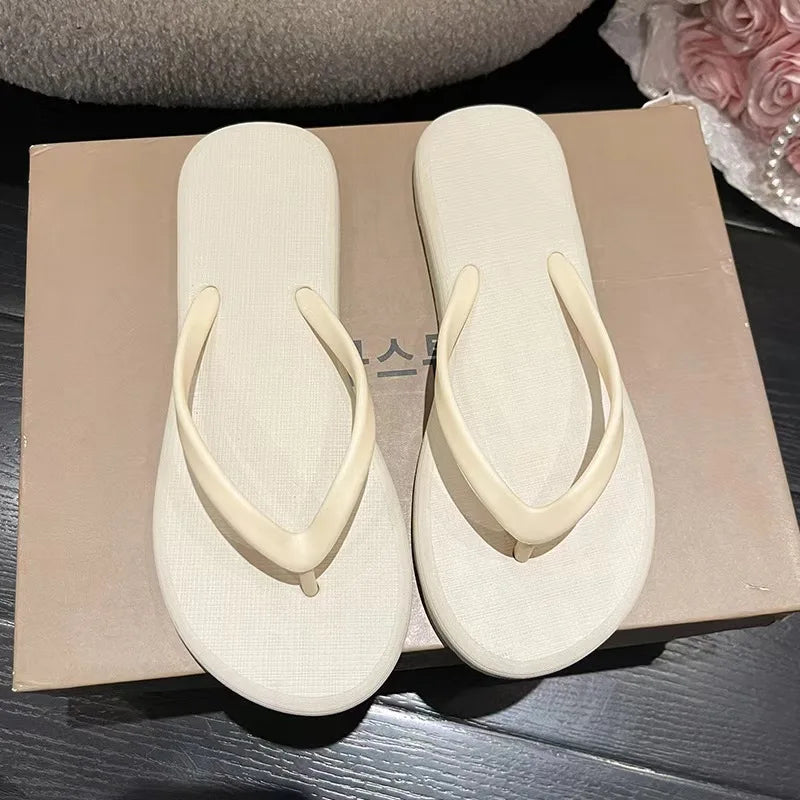 Solid Color Non-slip Leisure Couple Slippers Women Summer Beach Slippers Outdoor Women Flip Flops Breathable Beach sandals women