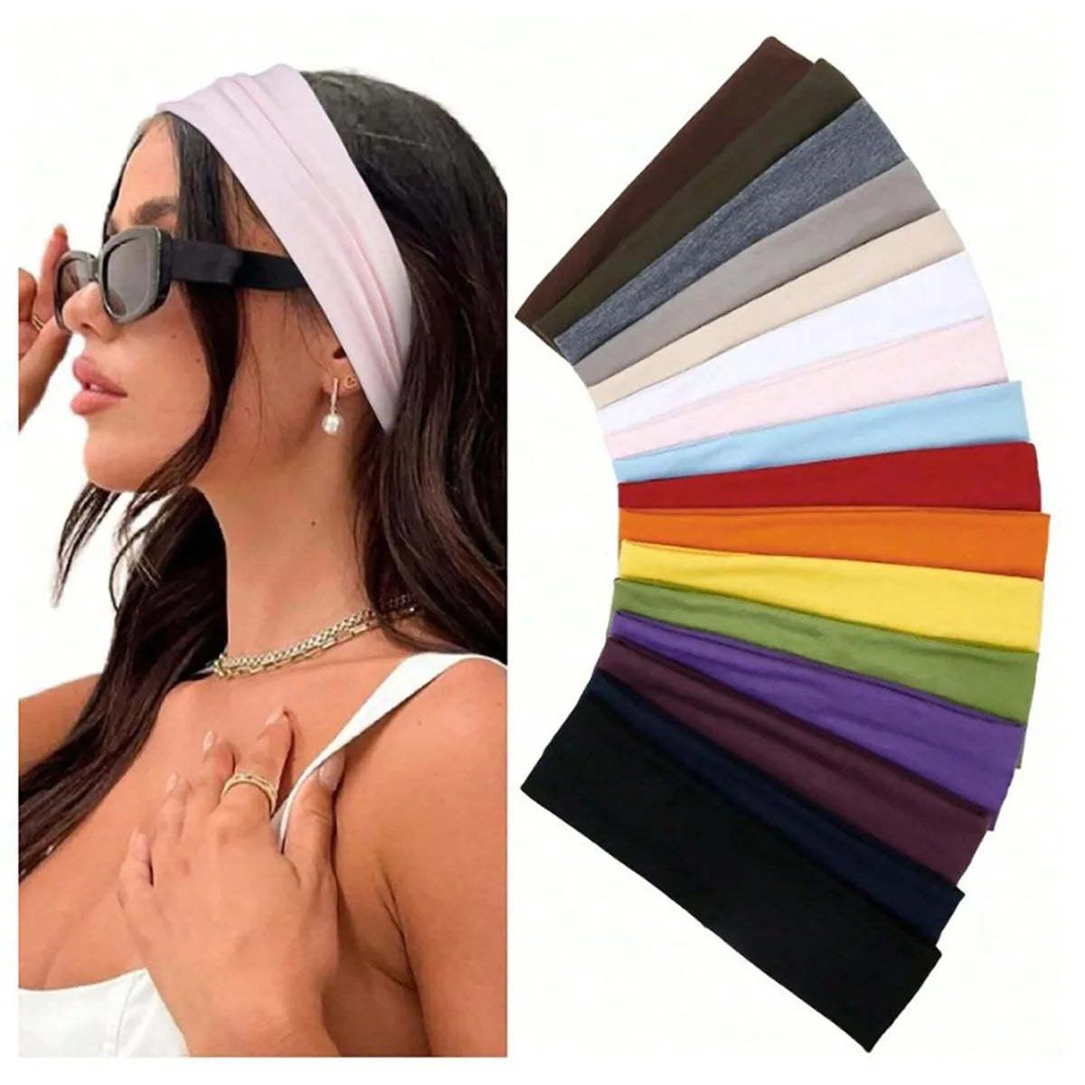 10 Pcs Elastic HairBand Fashion Headbands For Women Solid Color Sports Running Fitness Yoga Hair Bands Makeup Hair Accessories