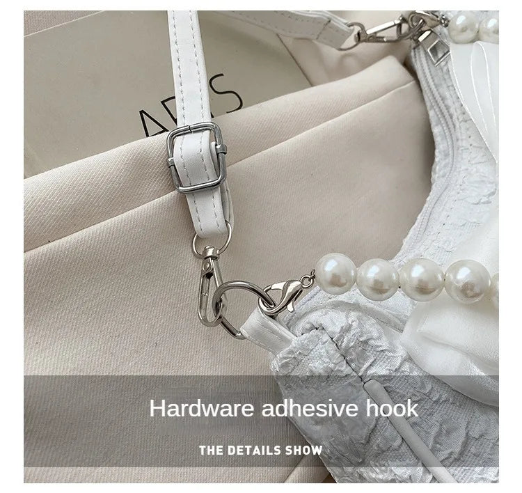 Pearl Female Bag Retro Luxury Designer Handbag Bow Crossbody Bags Fashion Canvas Women's 2023 Trend Shoulder bag Purses