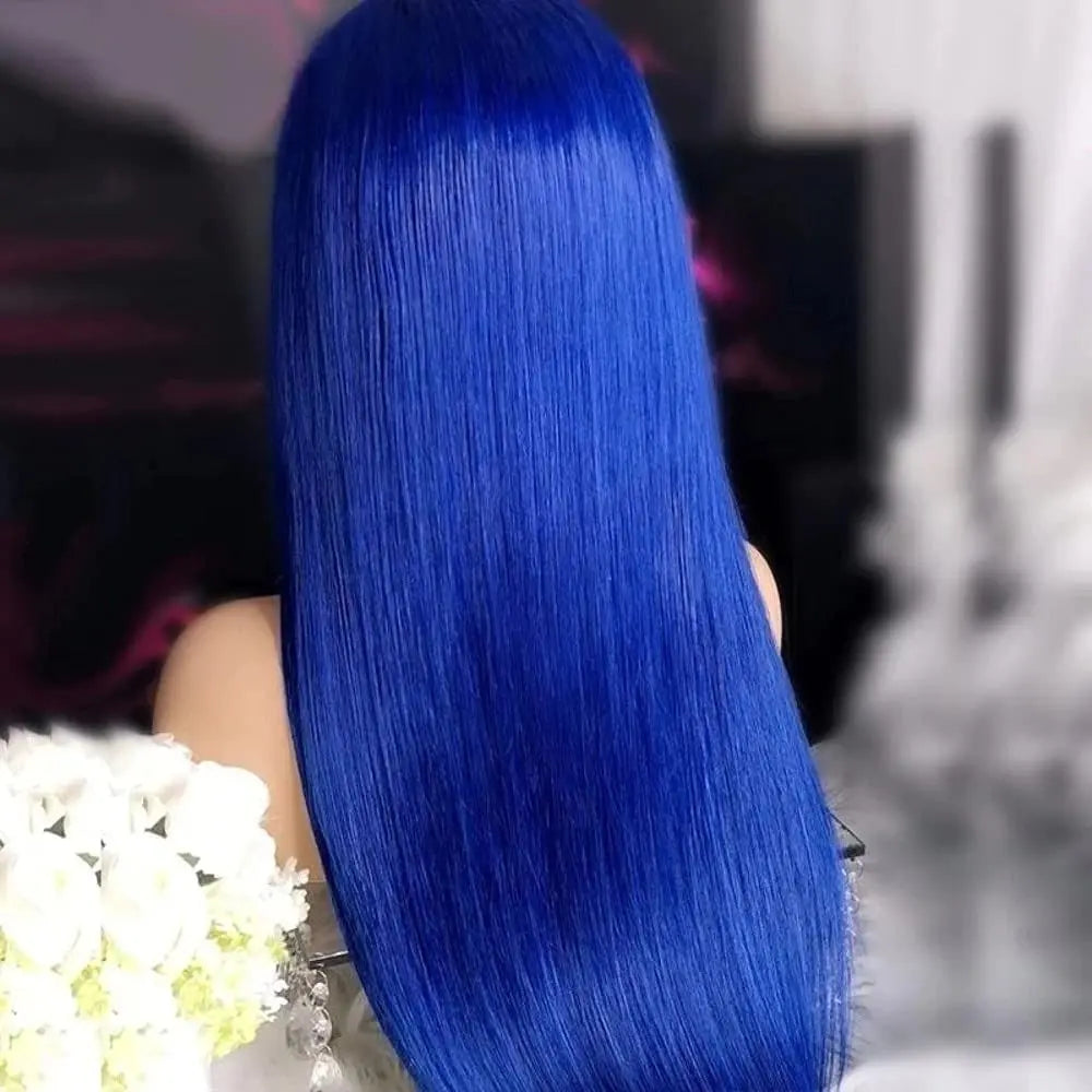 30 34 Inch Straight Blue Wigs Human Hair 13X6 HD Transparent Lace Frontal Wig Human Hair Blue 13X4 Hd Lace Front Human Hair Wigs