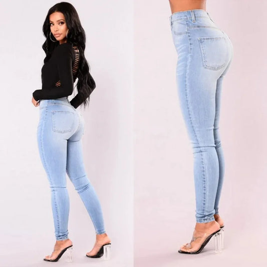 Sexy Jeans Women Skinny Pants High Waist Stretch Lady Jeans Push Up Leggings Slim Pockets Button Pencil Jeans Women Pants
