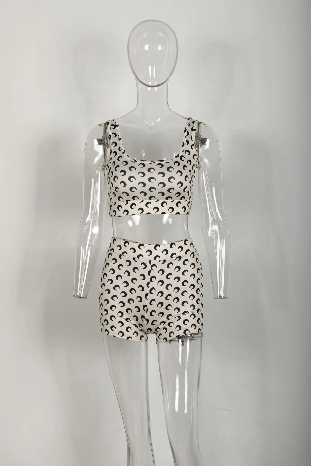 STYLISH LADY Moon Printed 2 Piece Set Women Sleeveless Crop Top and Shorts Suits 2025 Summer Sexy Club Party Fitness Outfits