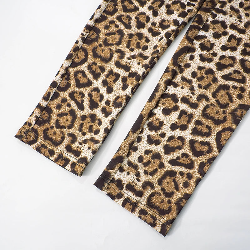 Weird Puss Leopard Print Jumpsuit Women Wild Hollow Low-Neck Sexy Skinny Full Sleeve Peach Hip Midnight Party Overalls Clubwear