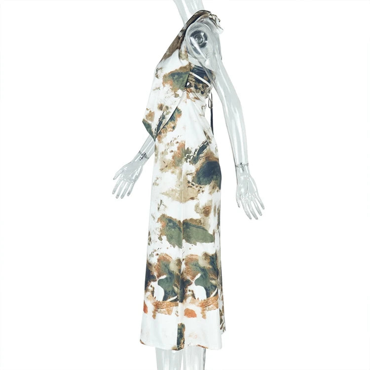 STYLISH LADY Tie Dye Printed2 Piece Set Women Sleeveless Backless Crop Top and Maxi Skirt Suits 2025 Summer Beach Holiday Outfit