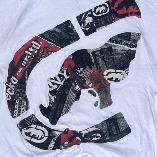 Streetwear Ecko Rhino Graphic Tee Y2K Vintage Oversized T-Shirt Unisex Cotton Couple Top Retro Rebel Shirt for Men Women