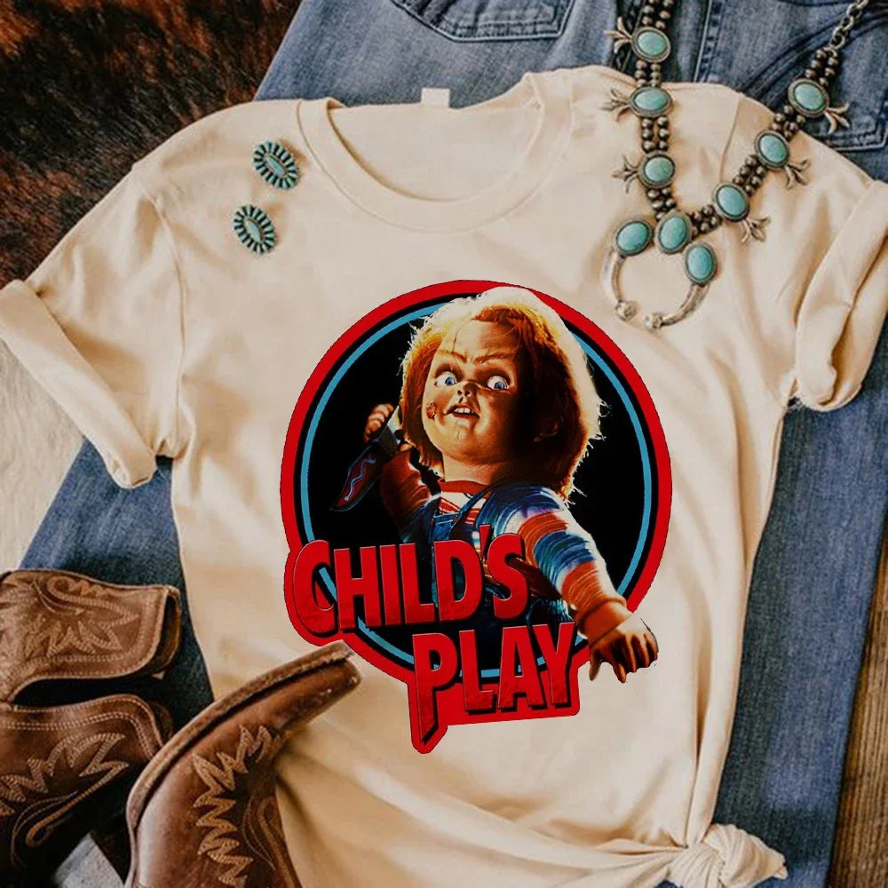 Satan Halloween Horror Ghost Tee Women Manga Y2K Designer T Shirt Female Funny Streetwear Anime Clothes