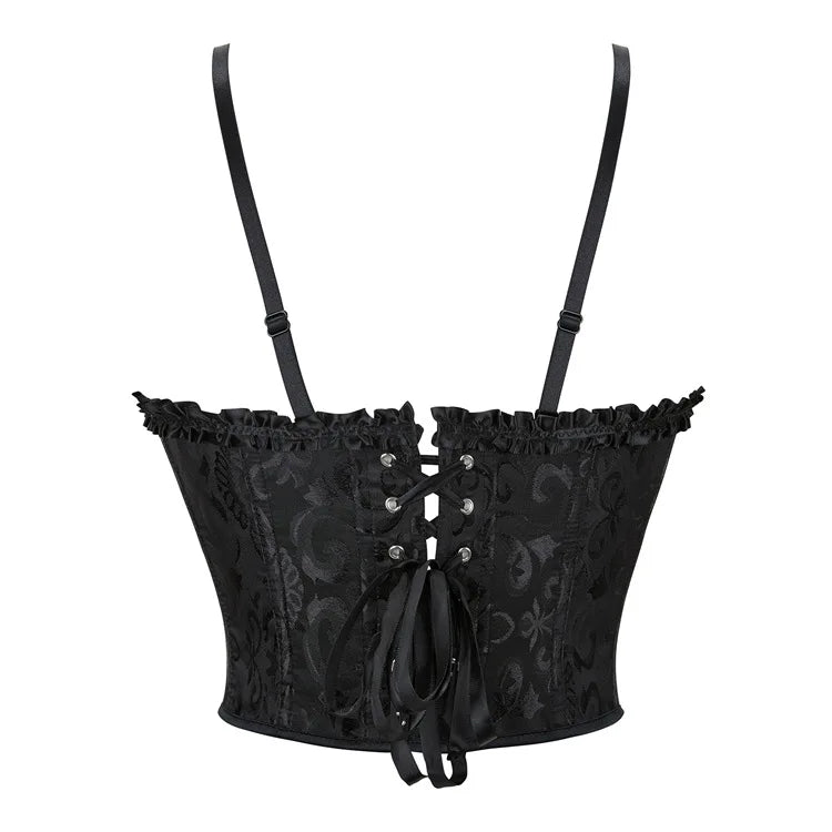 Women Corset Crop Top Overbust Sexy Lace Up Bustier Slimming Body Shaper Short Torso Corselet Vest Black White Red