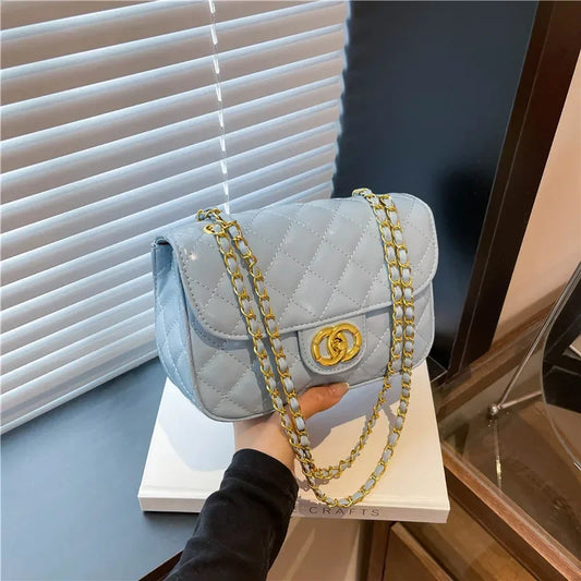 2025 New Women's Light Luxury Chain Square Bag Trendy Crossbody Shoulder Design | Versatile Handy Small Purse for Daily/Evening