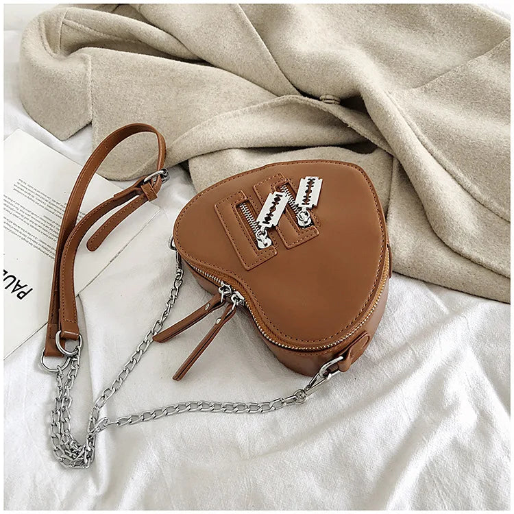 Gothic Heart Blade Zipper Chain Crossbody Bags for Women Girl Casual Shoulder Purses Handbags Techwear Summer Wallet Goth