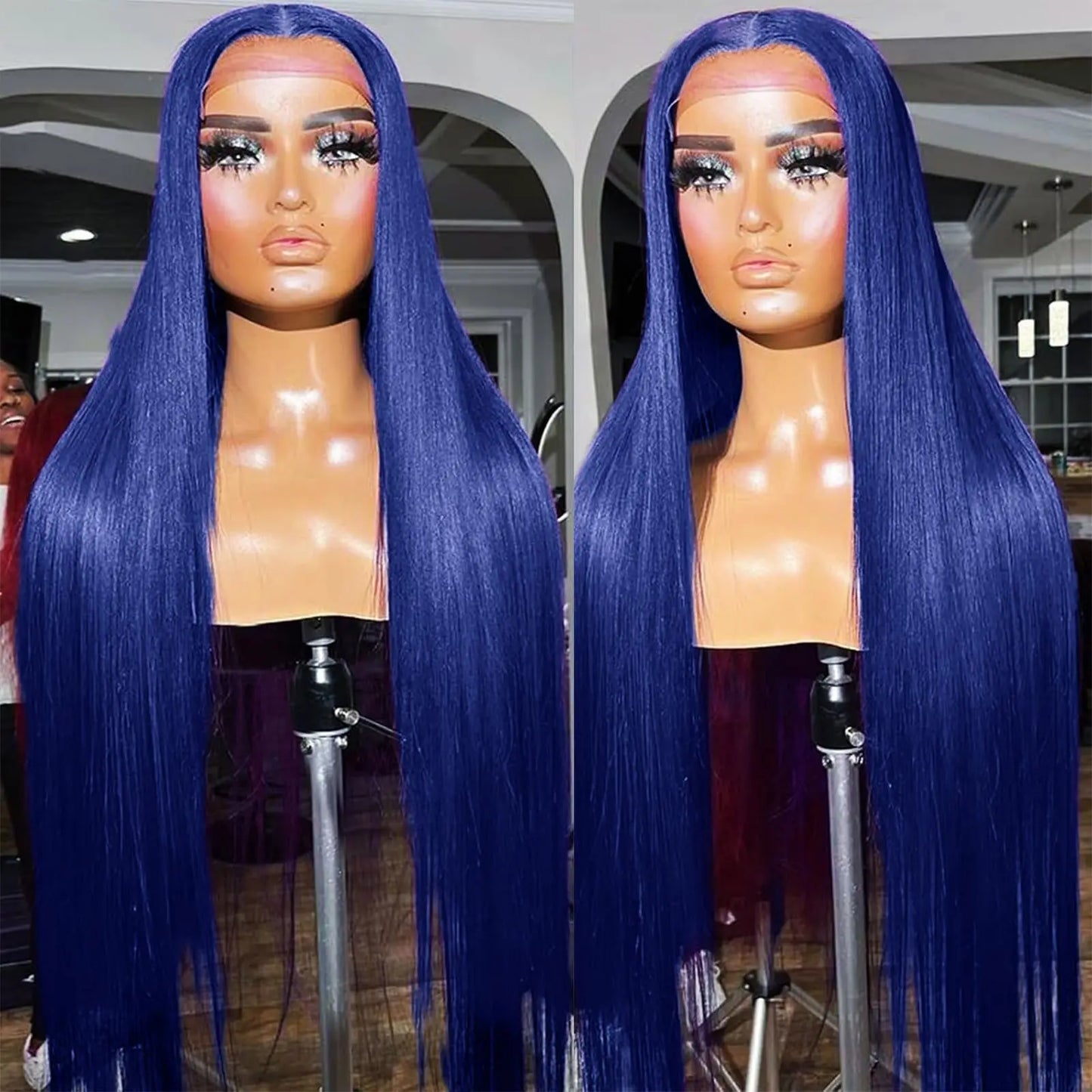 30 34 Inch Straight Blue Wigs Human Hair 13X6 HD Transparent Lace Frontal Wig Human Hair Blue 13X4 Hd Lace Front Human Hair Wigs