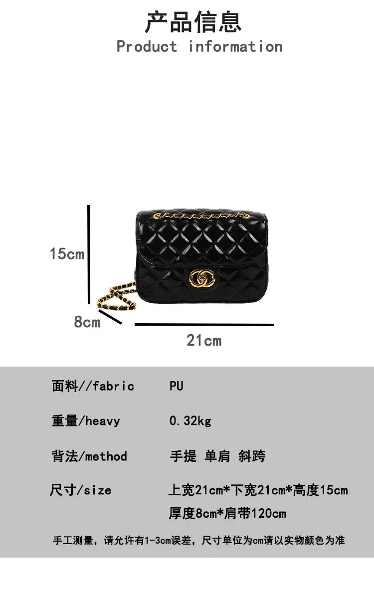 2025 New Women's Light Luxury Chain Square Bag Trendy Crossbody Shoulder Design | Versatile Handy Small Purse for Daily/Evening