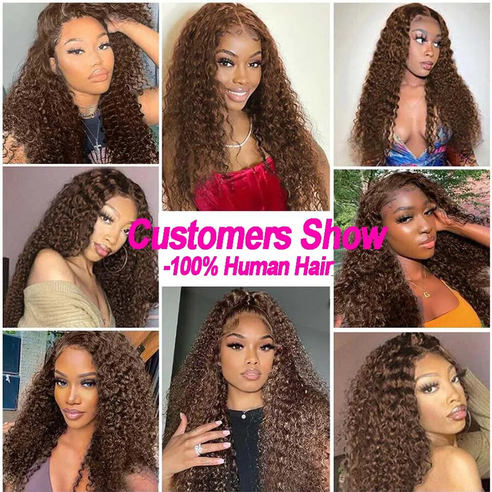 Deep Wave Frontal Wig 13x6 Hd Lace 30 Inch Chocolate Brown 13x4 Curly Lace Front Human Hair Water Wave Brazilian Wigs For Women