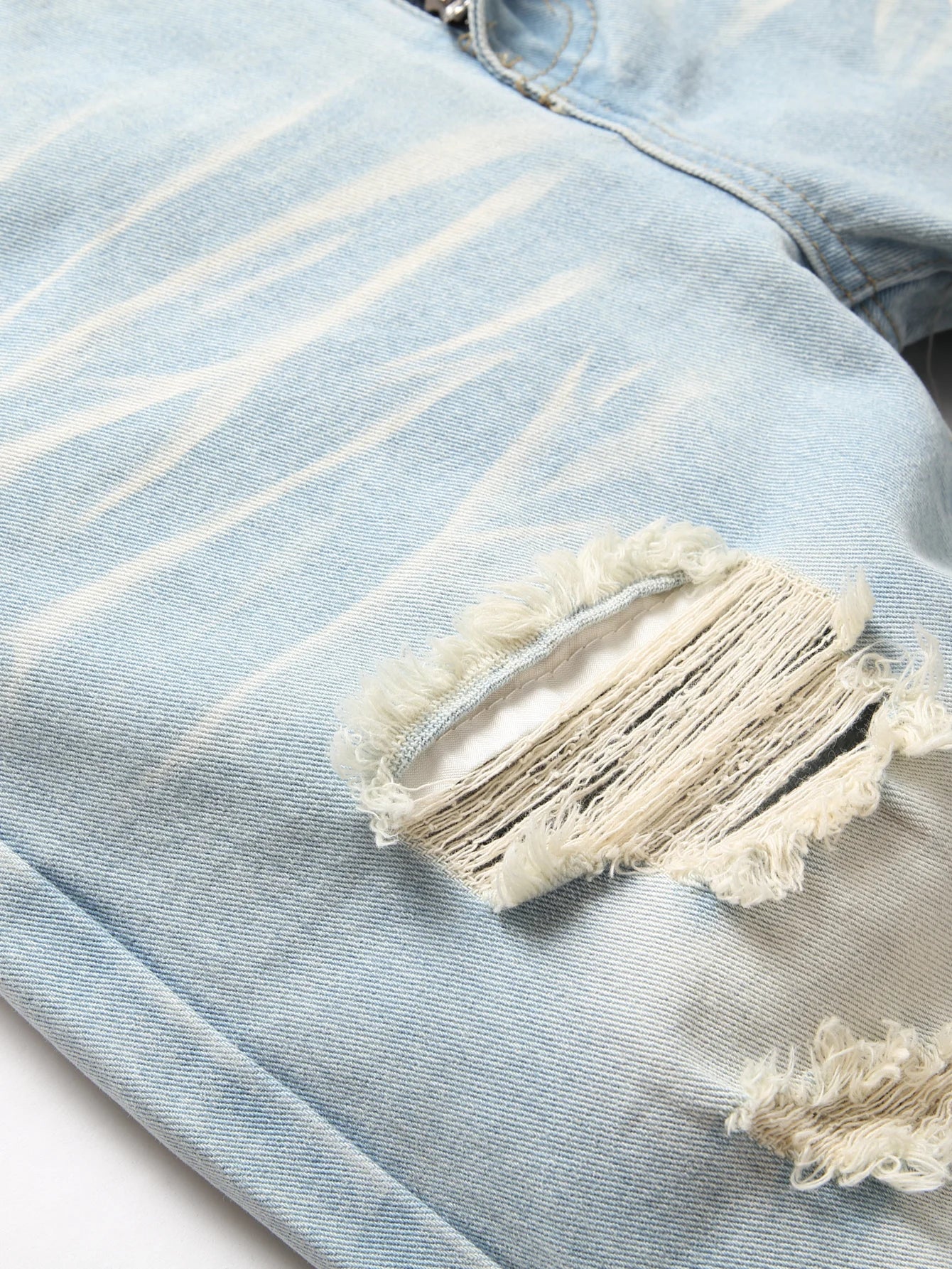 Vintage Light Blue Jeans Straight Loose Fit Distressed Cat Whisker Denim Pants Casual Streetwear High Quality Stretch 28-4, men's jeans