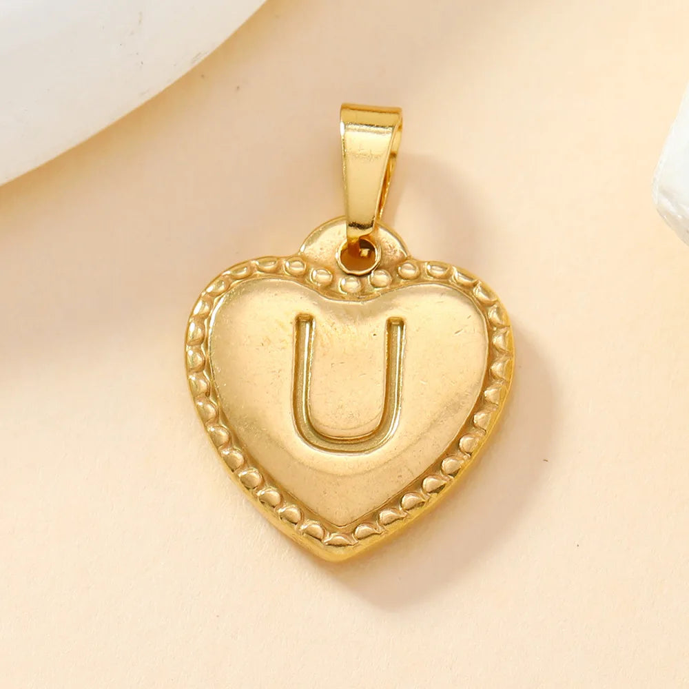 316L Stainless Steel Initial Necklace Letter Heart Pendant Chain For Women Name Jewelry Accessories
