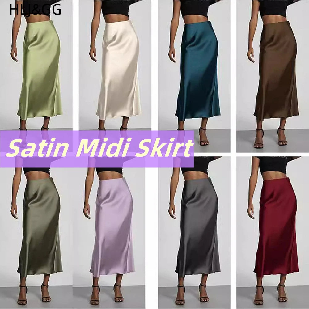 HLJ&GG Sexy Rhinestone Beads Halter Hollow Two Piece Sets Women Sleeveless Backless Top + Satin Skinny Skirts Outfits Streetwear