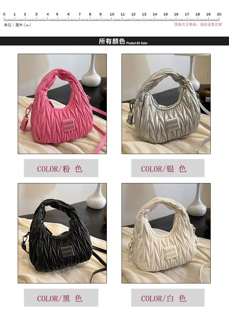 2025 New! Women's Niche Pleated Dumpling Bag – Mini Portable, Summer Trendy, Lightweight Fabric & Easy-Carry Messenger