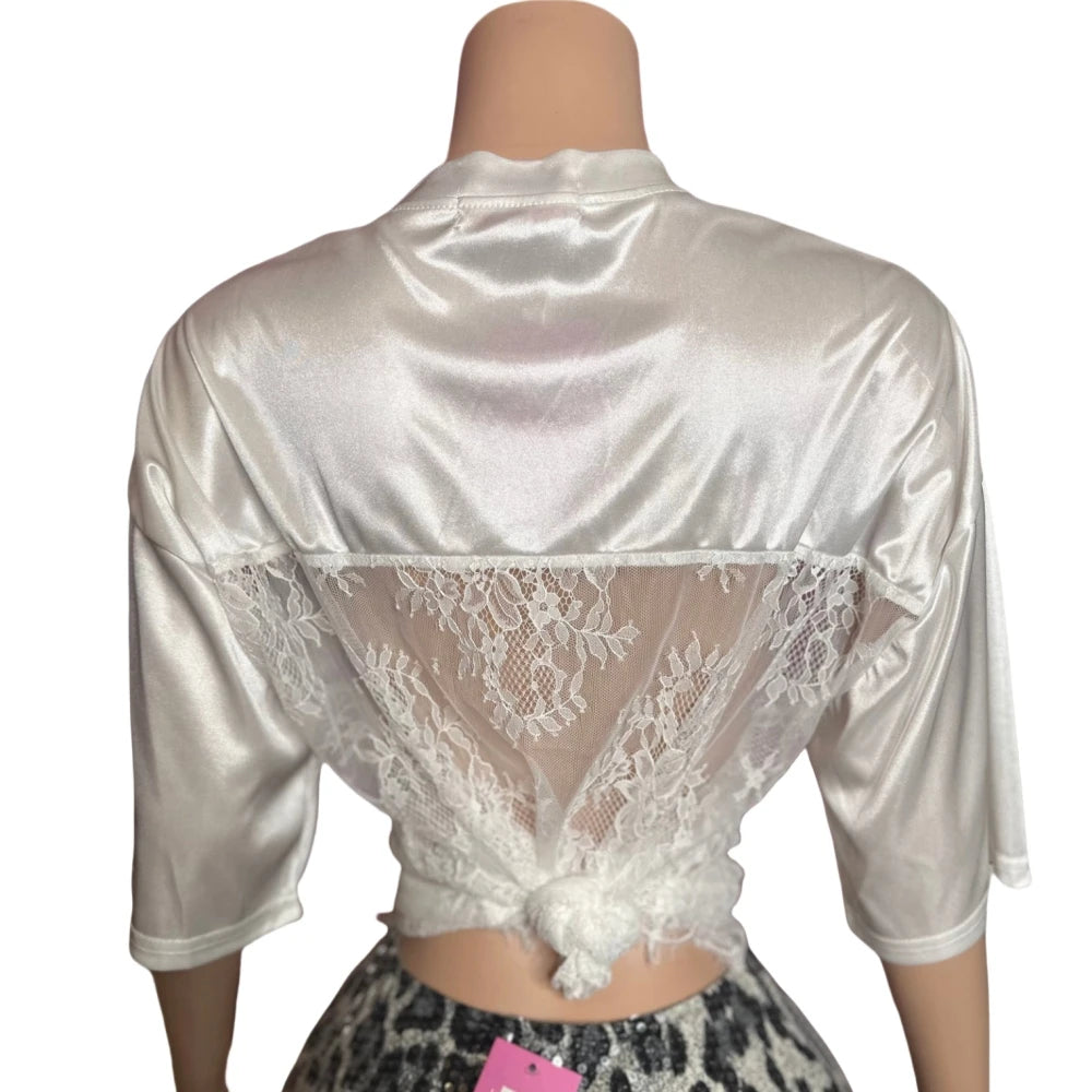 HLJ&GG Sexy Lace Splicing Letter Print Loose Tshirts Women V Neck Short Sleeve Straight Tops Fashion See Though Club Streetwear
