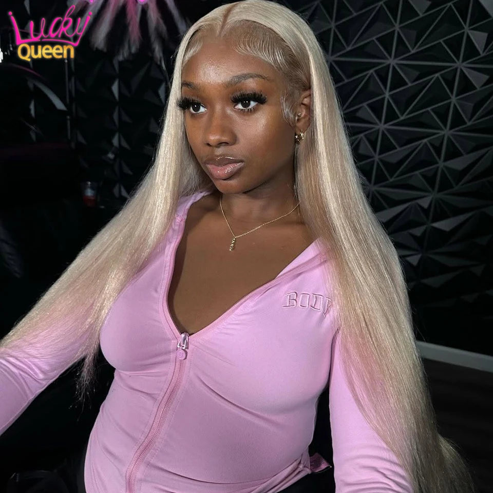 613 Colorful Wigs Green Apple Color Human Hair Pre Plucked For Women Lace Front Transparent Lace 180 Density Straight Baby Hair