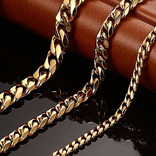 3MM-13MM 316L Stainless Steel Cuban Link Chain Necklace For Men Women Neck Choker Fashion Jewelry Accessories