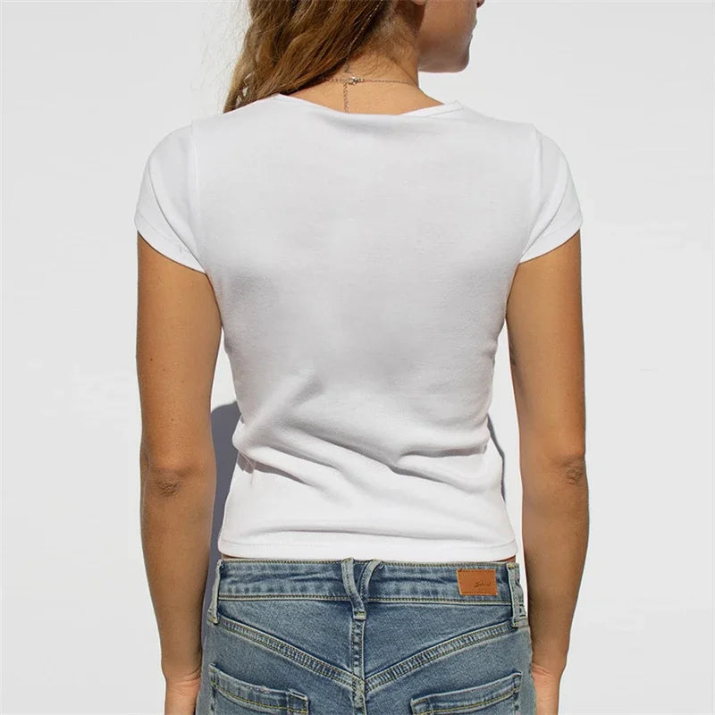 Five-pointed star Print T Shirt ladies Fashion Graphic Shirts Casual Short Sleeved White Tee O-neck Harajuku T-shirts