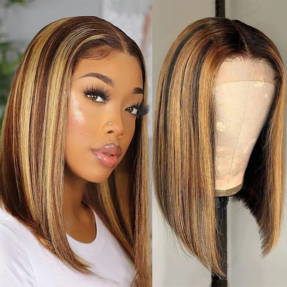 13x4 Nave Blue Bob Wig Colored Lace Front Human Hair Wigs Short Bob Wig Dark Blue Bone Straight Lace Frontal Wig 100% Human Hair