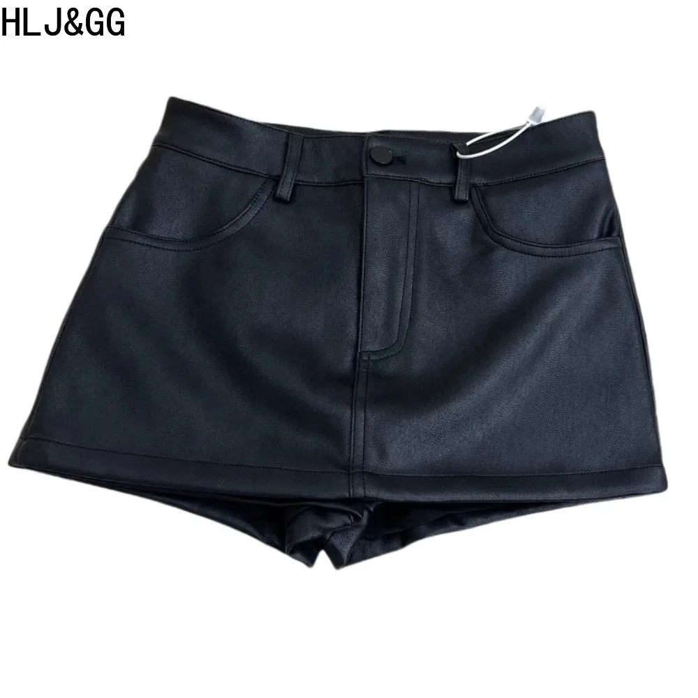 HLJ&GG Y2K Sexy Stripe Letter See Though Two Piece Sets Women Long Sleeve Slim Top And Mini Leather Skirts Outfits Streetwear