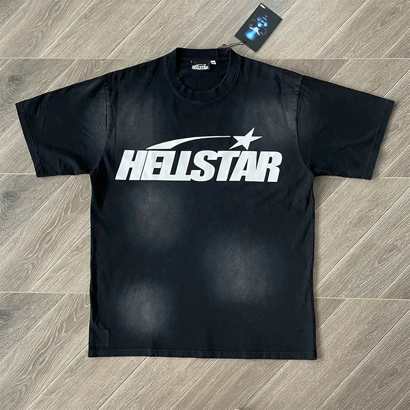 HS Gel Sport Logo Cotton wash short sleeve T-shirt European and American fashion