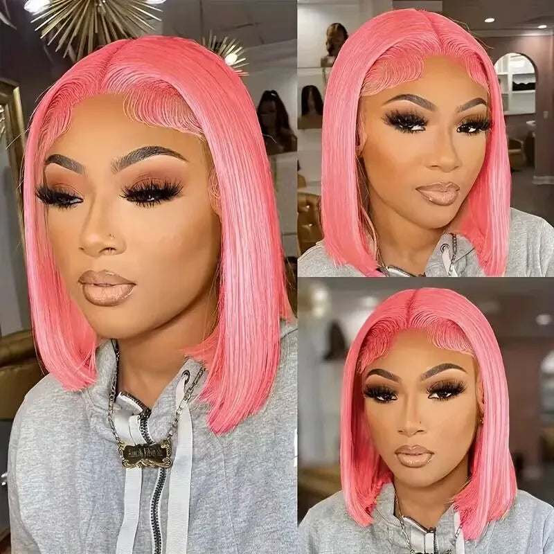 Dark Green HD Lace Frontal Wigs Short Bob Wig Lace Front Wigs 13x4 Colored Pink Grey Straight Wig Human Hair Lace Front Wigs