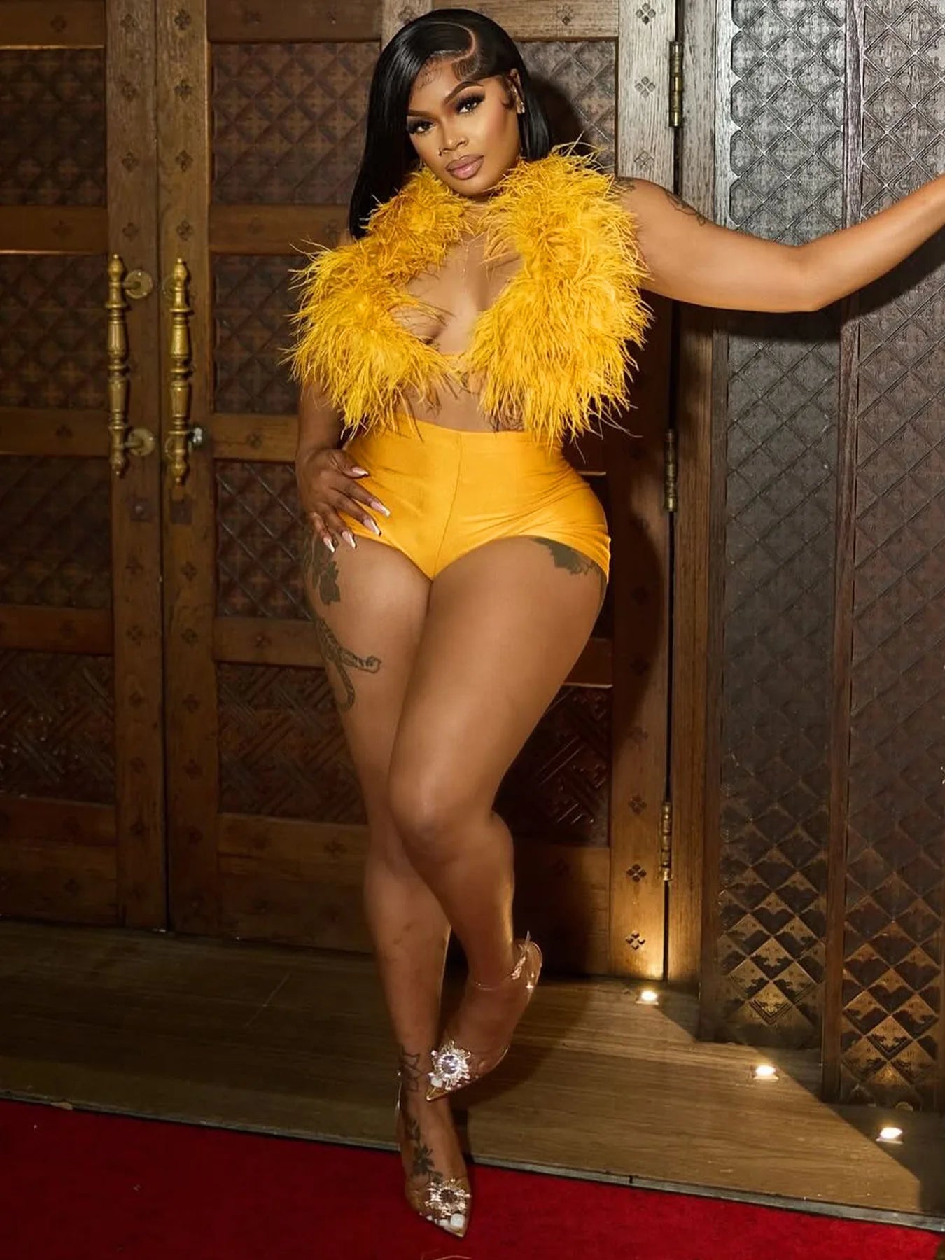 Weird Puss Sexy Hipster Fur 2Piece Set Women Luxury Tank Tops+Tight Stretch Shorts Y2K Summer Midnight Clubwear Party Outfits