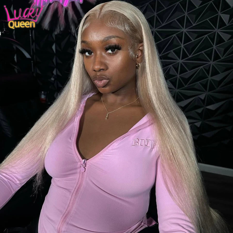 613 Colorful Wigs Green Apple Color Human Hair Pre Plucked For Women Lace Front Transparent Lace 180 Density Straight Baby Hair