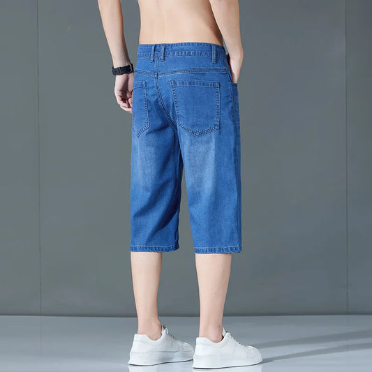 denim shorts, seven-point pants, new style, loose mid-length pants, casual, summer thin men's Troupers, men's jeans