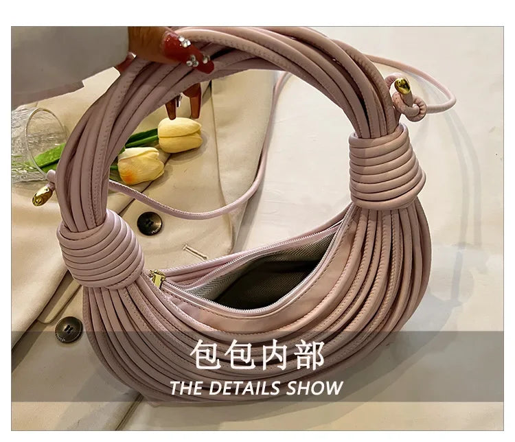 2025 Trendy! Women's Multicolored Woven Knot Handbag - Stylish Crossbody/Top Handle Bag | High-End Texture for Streetwear