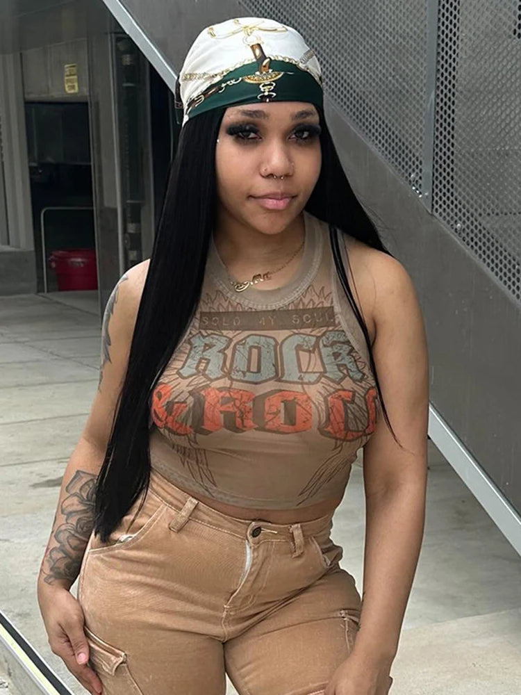 Weird Puss Seyx Hottie Crop Tees Women Summer Fashion Letter Print O-Neck Skinny Elastic Night Club Party Streetwear Tank Tops