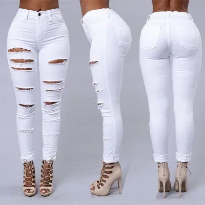 Women's Skinny Jeans Women's jeans Pants Tight Fitting Hole Punching Fashionable Thin Leggings Casual Female Clothing