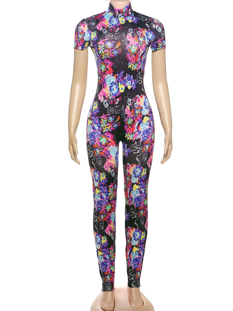 Weird Puss Peach Buttocks Jumpsuit Women Backless Leopard Print Shorts Sleeve Fitness Summer Trend Streetwear Workout Overalls