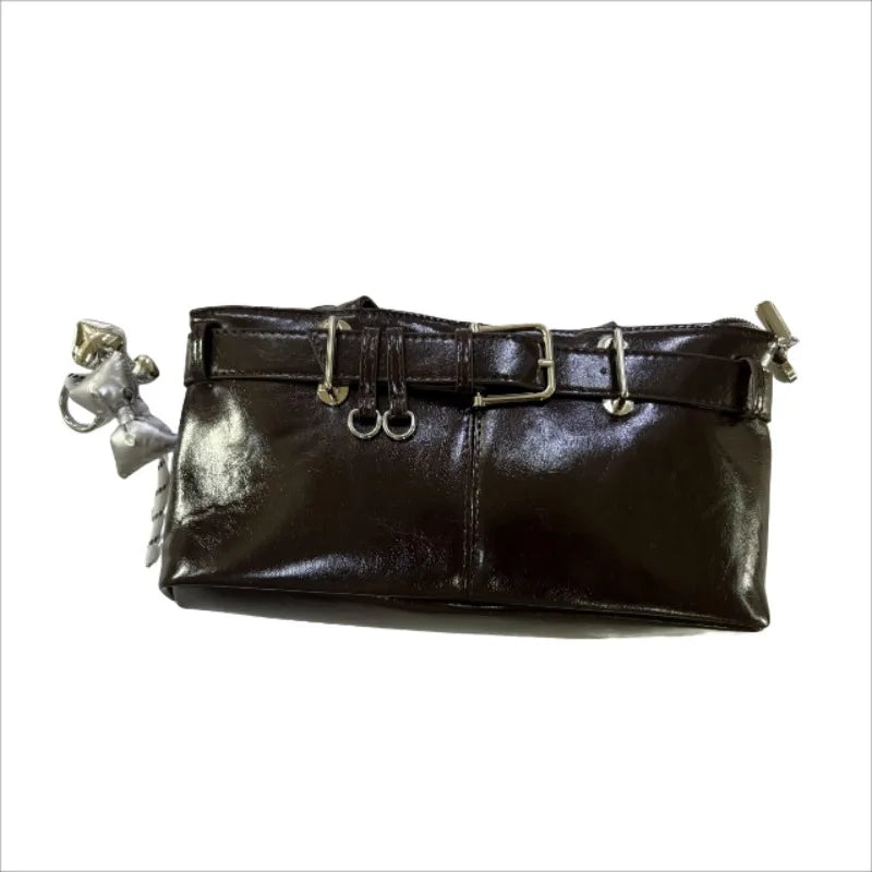 Belt Buckle Design Shoulder Satchels Bag for Women 2025 New in Luxury Designer Handbags Branded Fashion Totes with Pendant Сумка